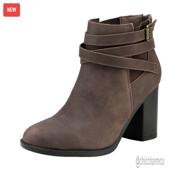 Women's Chunky Heel Ankle Boots Faux Suede 3-Inch Heel Fall Booties